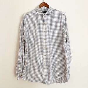 Polo Ralph Lauren Mens Long Sleeve Button Up Shirt L White Blue Plaid Preppy